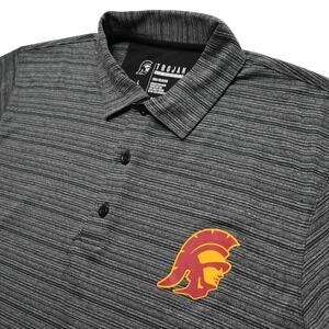 Trojan Apparel USC Trojans Polo Shirt Men Large Gray Striped Performance
